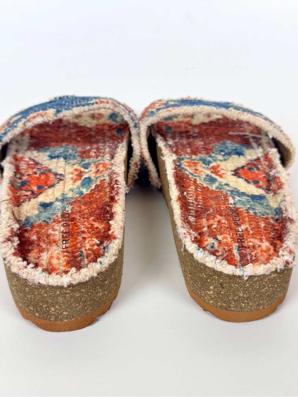 Free People Woven Wonders Footbed Sandals Navy Rust Combo Size 7 - Picture 11 of 17
